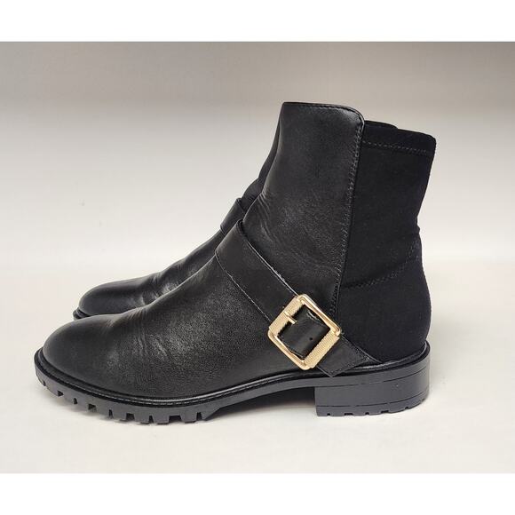 Unisa Uncaddie2 Lift Gold Buckle Black Ankle Booties Boots 7M - Picture 6 of 12